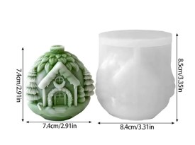 Molde silicona casita con arboles 
